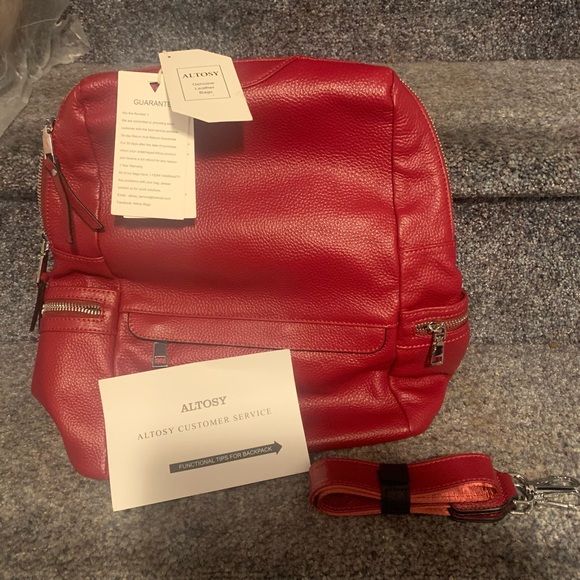 Altosy Genuine Leather top grain backpack-Red - Picture 10 of 10